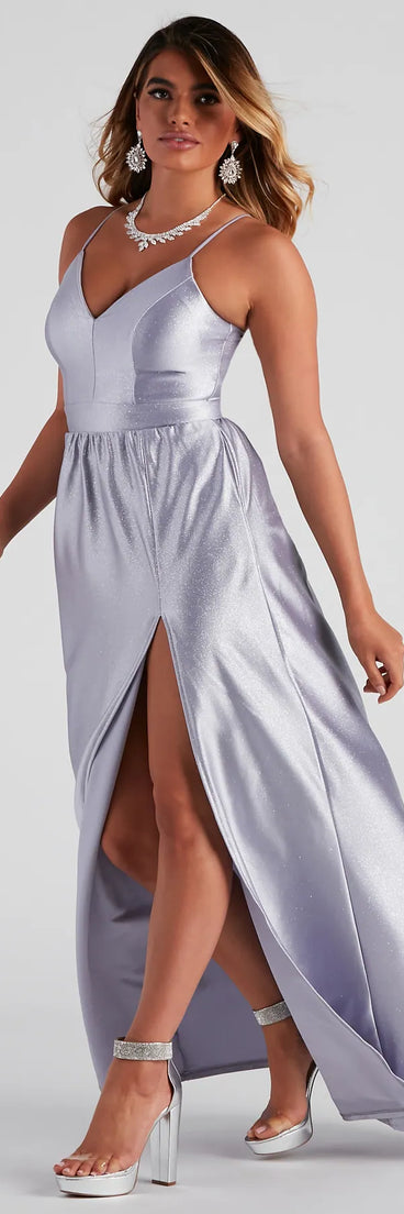 Riley Glitter Satin A-Line Formal Dress