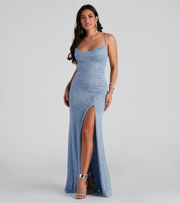 blue organza dress Ozzie Square Neck Organza Tiered Mini Dress