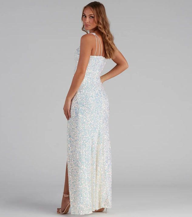 tia a-line dress in white sequin Tianna Strapless Sequin Maxi Dress main image 0