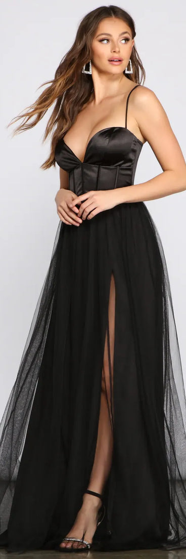 Bria Mesh Tulle Corset Gown