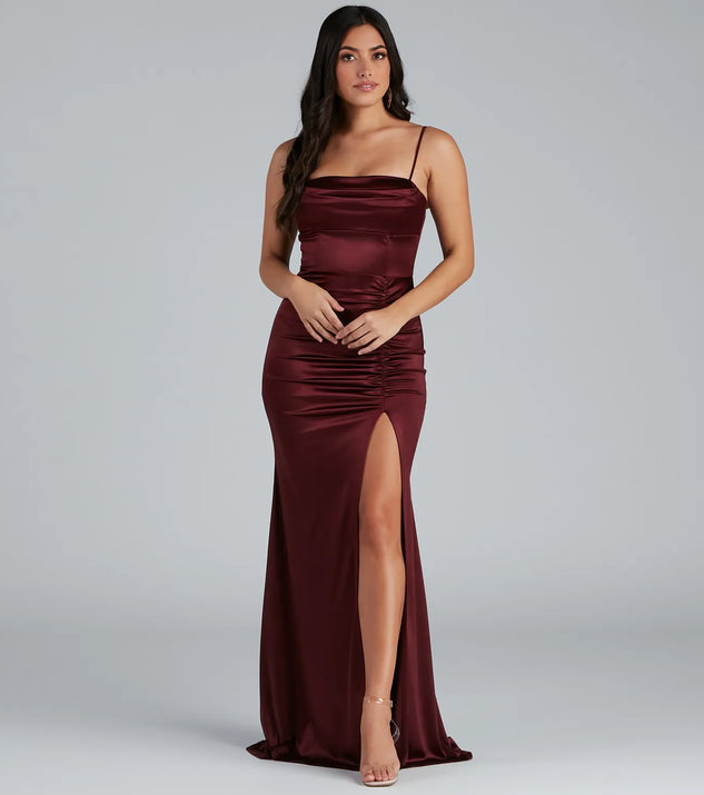 Nemi Formal High Slit Ruched Dress