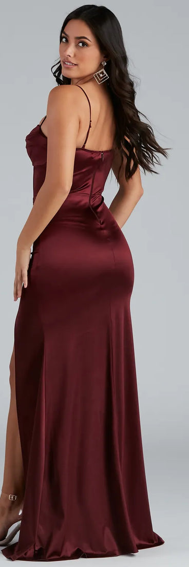 Nemi Formal High Slit Ruched Dress