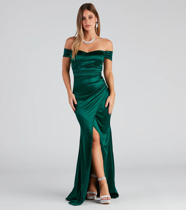 valencia formal off the shoulder wrap dress Valencia Formal Off-The-Shoulder Wrap Dress