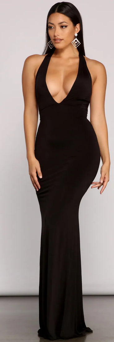 Kelsey Halter Lace-Up Mermaid Dress