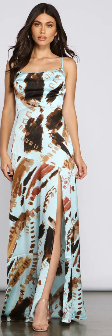 Jewel Formal Satin Asymmetrical Dress