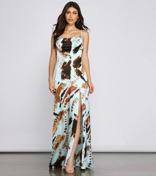 Jewel Formal Satin Asymmetrical Dress