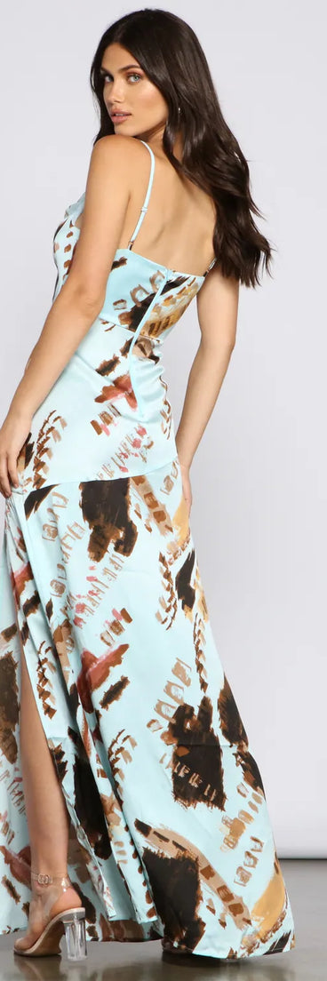 Jewel Formal Satin Asymmetrical Dress