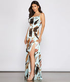 Jewel Formal Satin Asymmetrical Dress