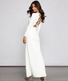 Kayla Long Sleeve Lace-Up Back Formal Dress