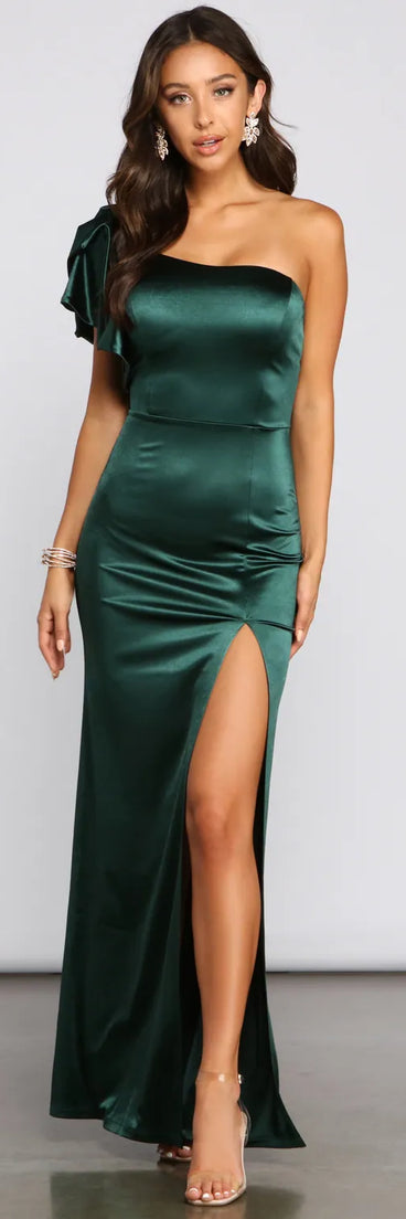 Charmaine Formal One-Shoulder Satin Dress