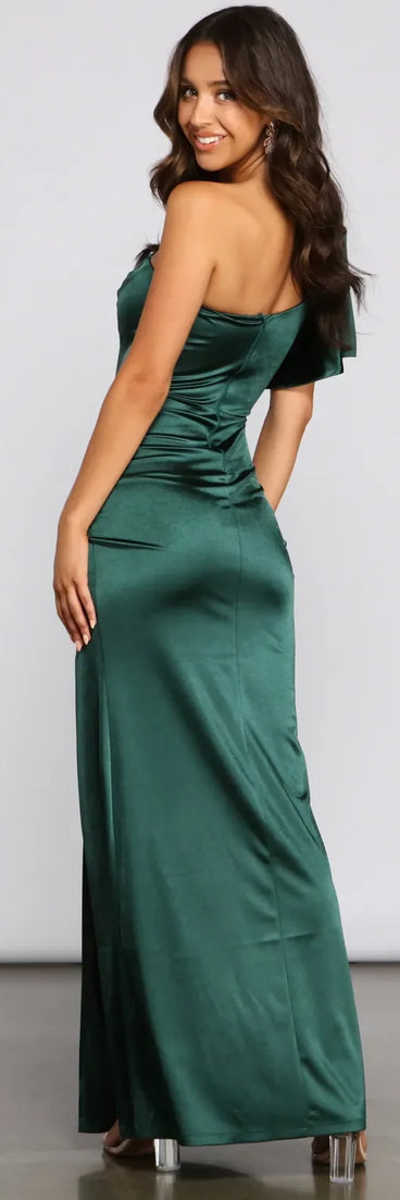 Charmaine Formal One-Shoulder Satin Dress