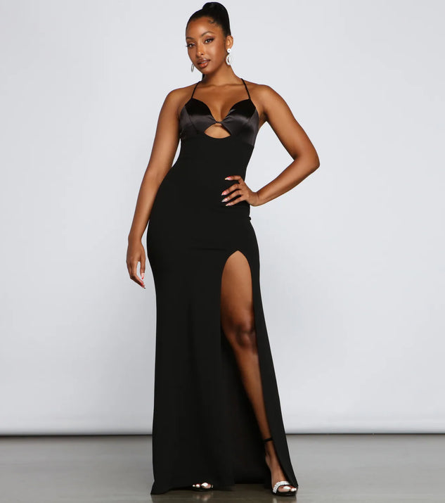 Amelie Formal High Slit Crepe Dress