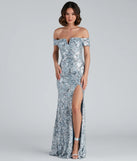 Carter Sequin Scroll A-Line Formal Dress