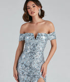 Carter Sequin Scroll A-Line Formal Dress