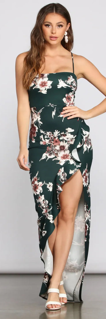 Marianna High Slit Floral Dress