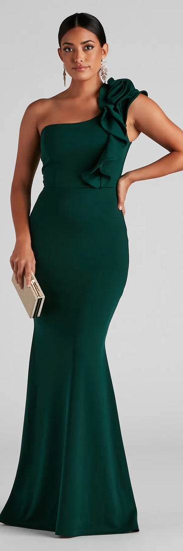 Diana Formal One-Shoulder Ruffle Dress