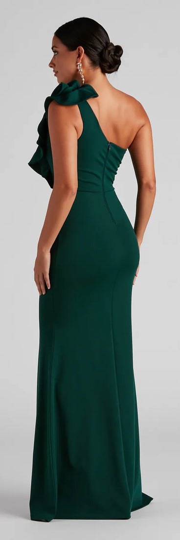 Diana Formal One-Shoulder Ruffle Dress