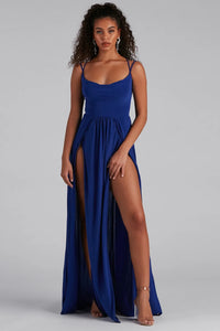 double high slit dresses Wtxue Dresses, High Slit Sleeveless Double Split Crew Neck, Women Summer Dress Side Slit Dress Solid Vestidos Casuales Para Mujer Verano Mid-Length