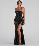 Turn heads at Prom 2025 in this black prom dress, where statement-making details meet the iconic style of the Azalea Formal High Slit Sequin Dress .