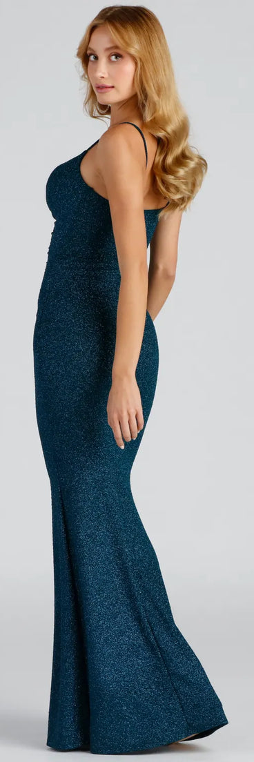 Stacy Glitter Knit Mermaid Formal Dress