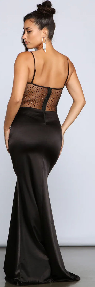 Larissa Formal Heat Stone Satin Dress