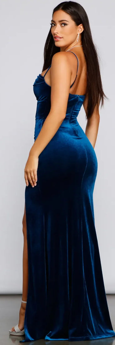 Claudia A-Line Velvet Formal Dress