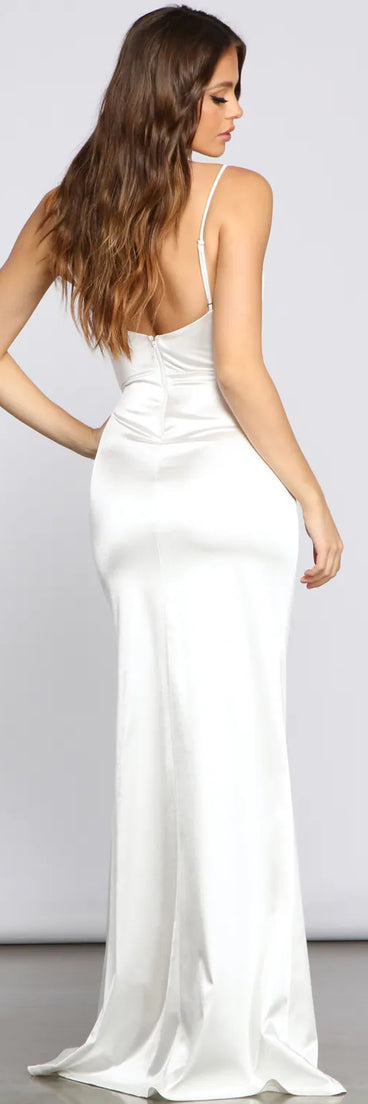 Kiara Satin High-Slit Mermaid Dress