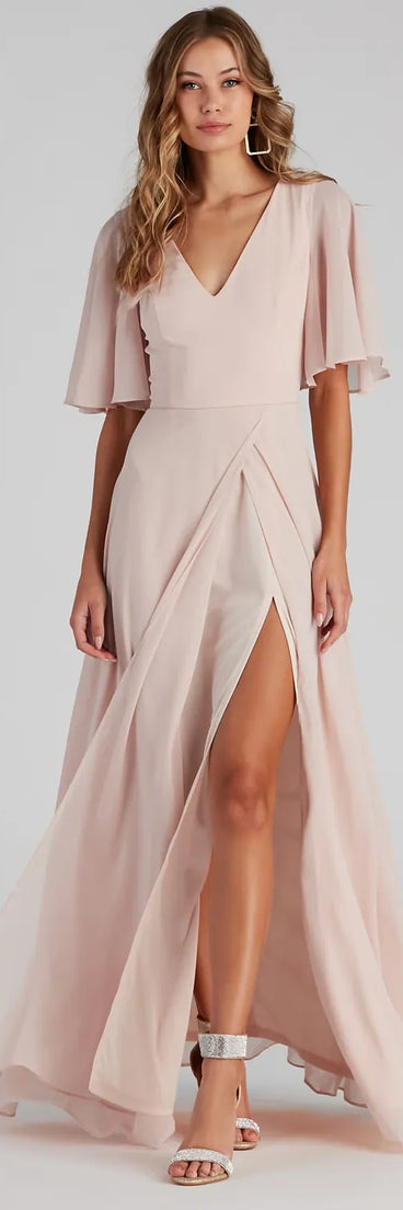 Greta Formal High Slit Chiffon Dress