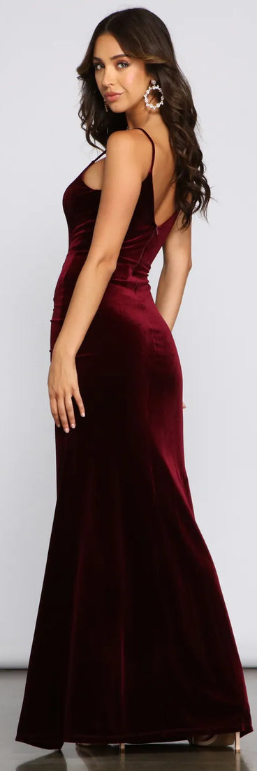 Ava Ruched Velvet Mermaid Dress