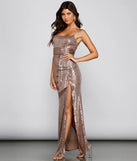 Stella Sequin High-Slit Formal Dress