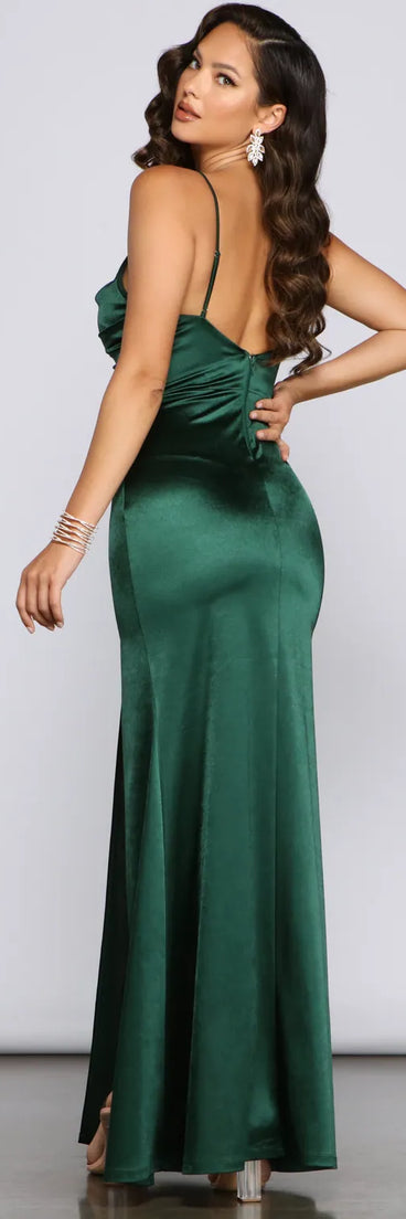 Rosie High-Slit Satin Mermaid Dress