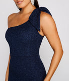 Henley Formal One Shoulder Glitter Dress