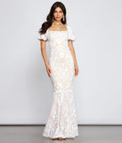 Quinn Sequin Scroll Puff Sleeve Dress