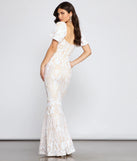 Quinn Sequin Scroll Puff Sleeve Dress