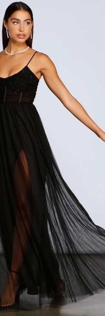 Rachel Rhinestone Mesh Formal Dress