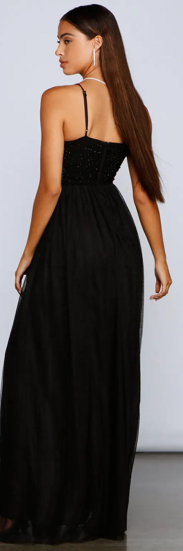 Rachel Rhinestone Mesh Formal Dress