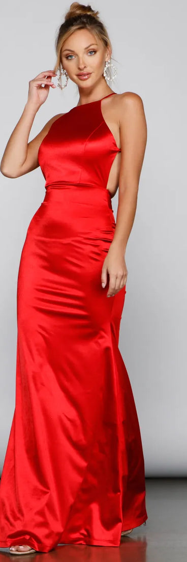 Maya Halter Open-Back Formal Dress