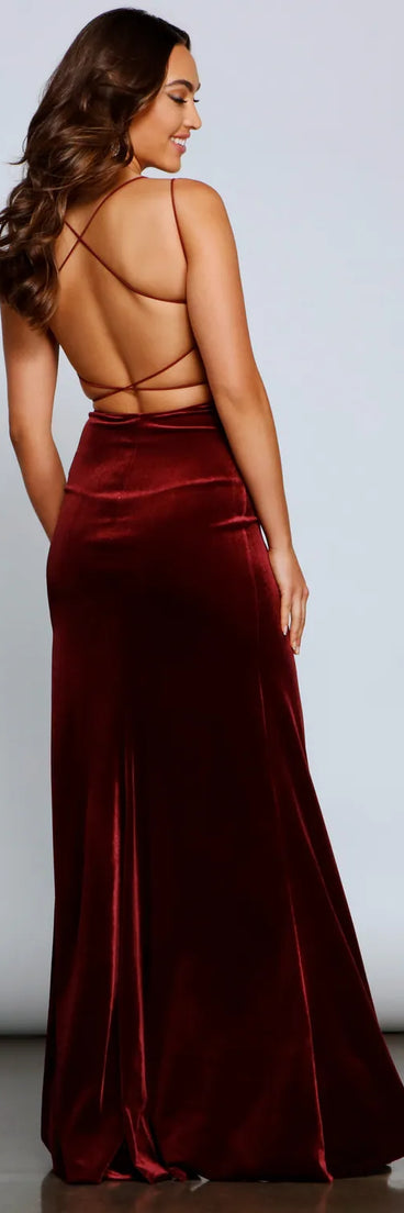 Vega Formal High Slit Velvet Dress