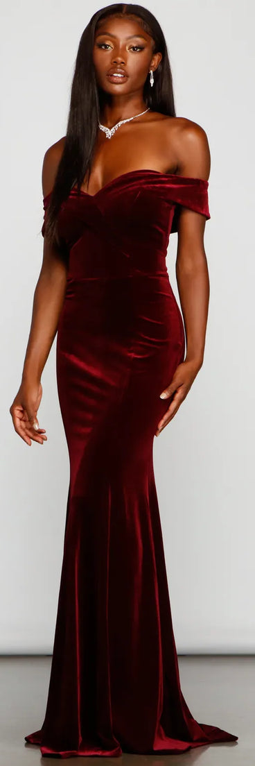 Moira Off-The-Shoulder Velvet Mermaid Dress
