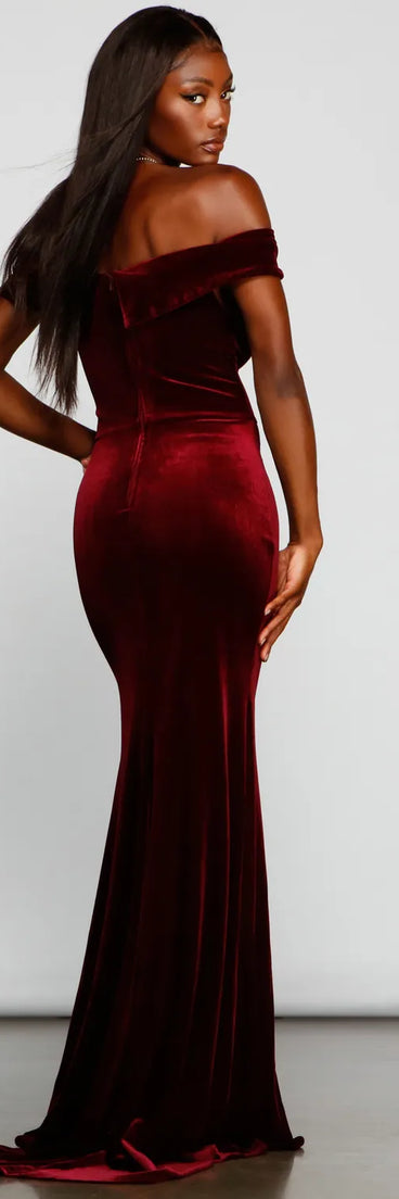 Moira Off-The-Shoulder Velvet Mermaid Dress