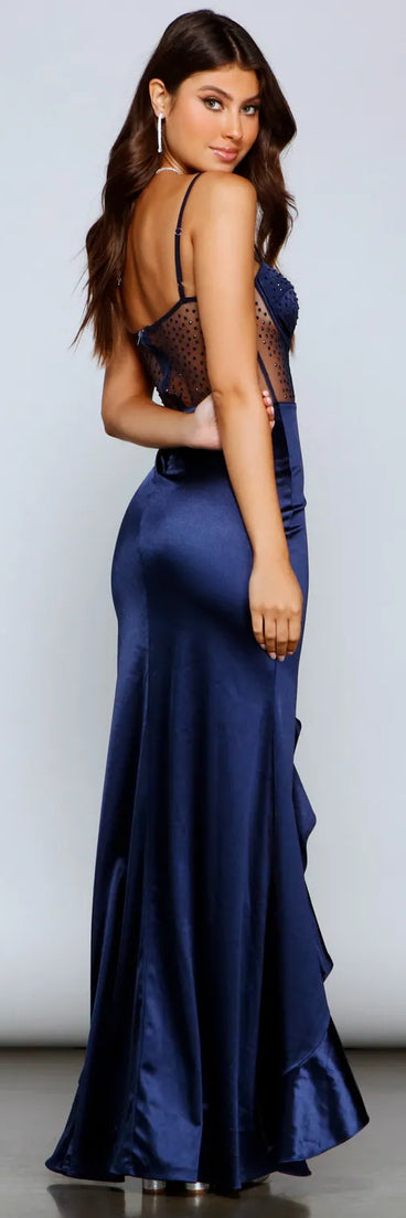 Belle Formal Illusion Lace And Satin Mermaid Dress