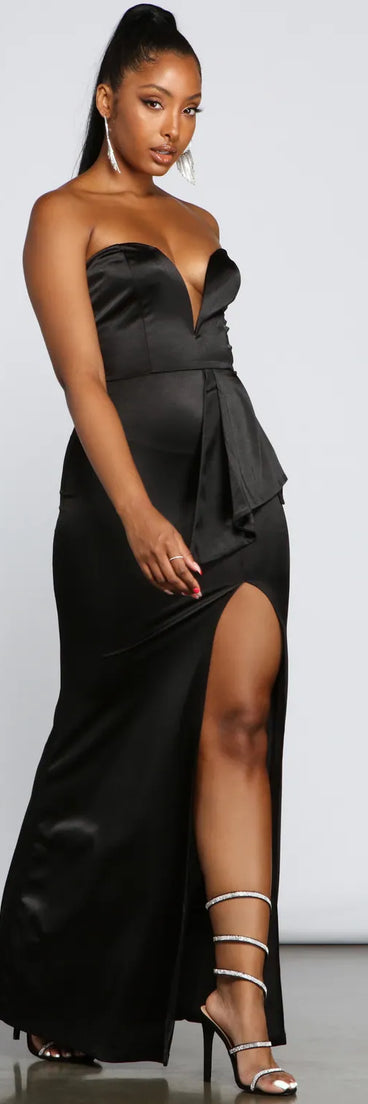 Calla Formal Satin High Slit Mermaid Dress