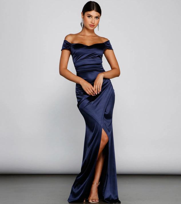 valencia formal off the shoulder wrap dress Valencia Formal Off-The-Shoulder Wrap Dress