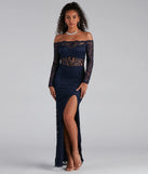 Tori Off-The-Shoulder Lace Formal Dress