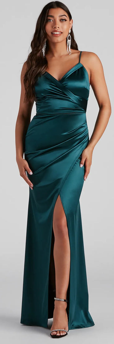 Kimia Formal Satin Wrap Gown