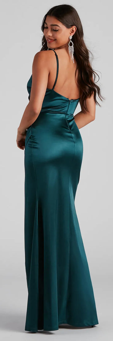 Kimia Formal Satin Wrap Gown