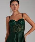 Sarahi Sequin Corset Satin A-Line Formal Dress