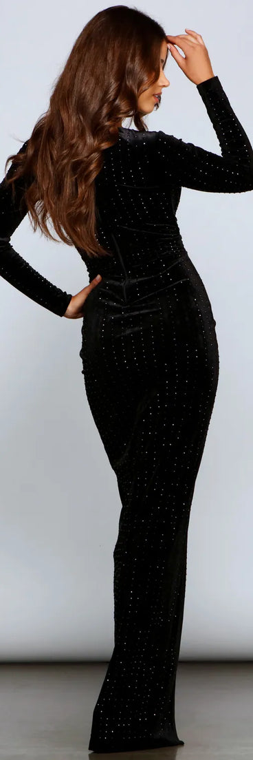 Mckenzie Velvet Heat Stone Formal Dress