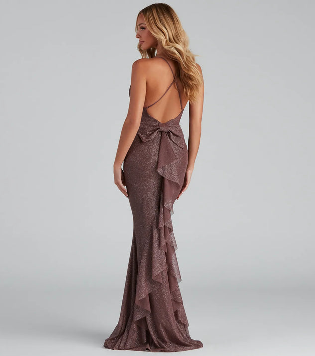 Linda Formal Glitter Ruffled Dress