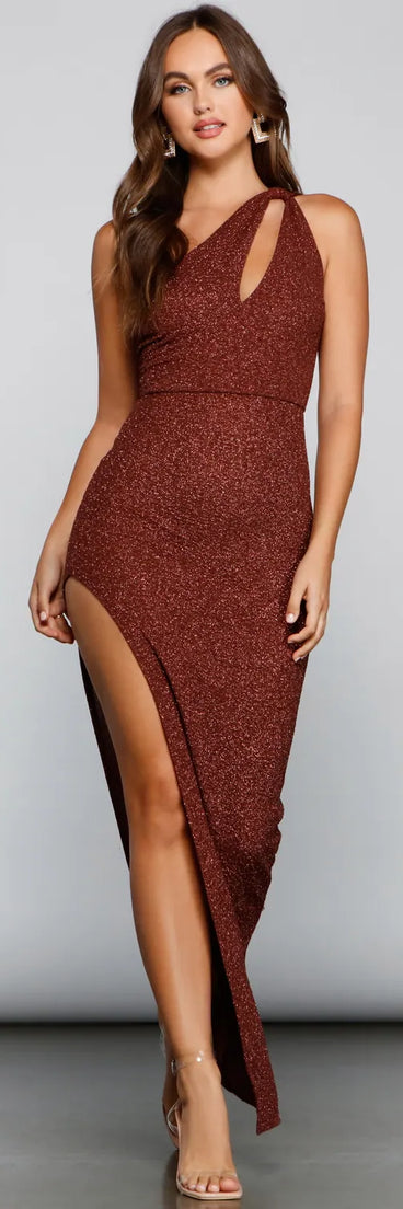 Daisy Formal One Shoulder Glitter Dress